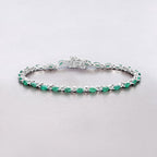 3.24 Carat Genuine Zambian Emerald .925 Sterling Silver Bracelet