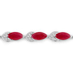 6.79 Carat Genuine Ruby and White Diamond 14K White Gold Bracelet