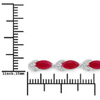 6.79 Carat Genuine Ruby and White Diamond 14K White Gold Bracelet