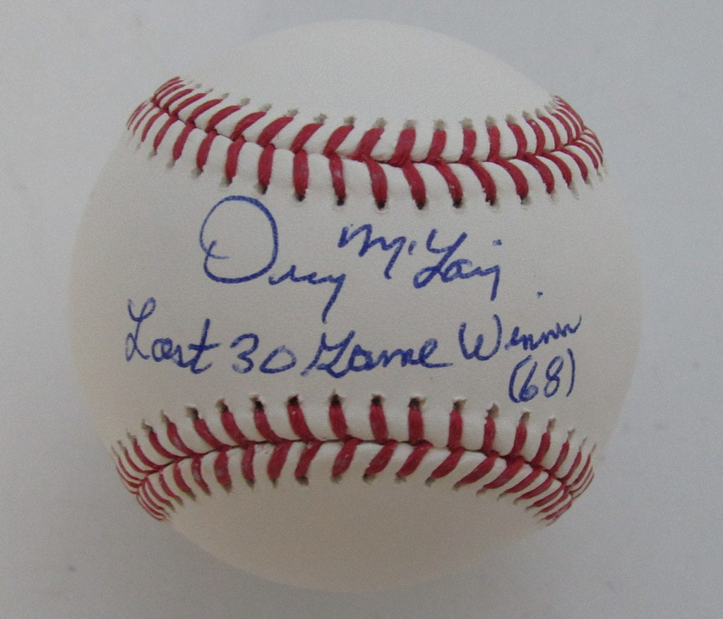Denny McLain Autographed/Inscribed OML Baseball Tigers JSA 189357