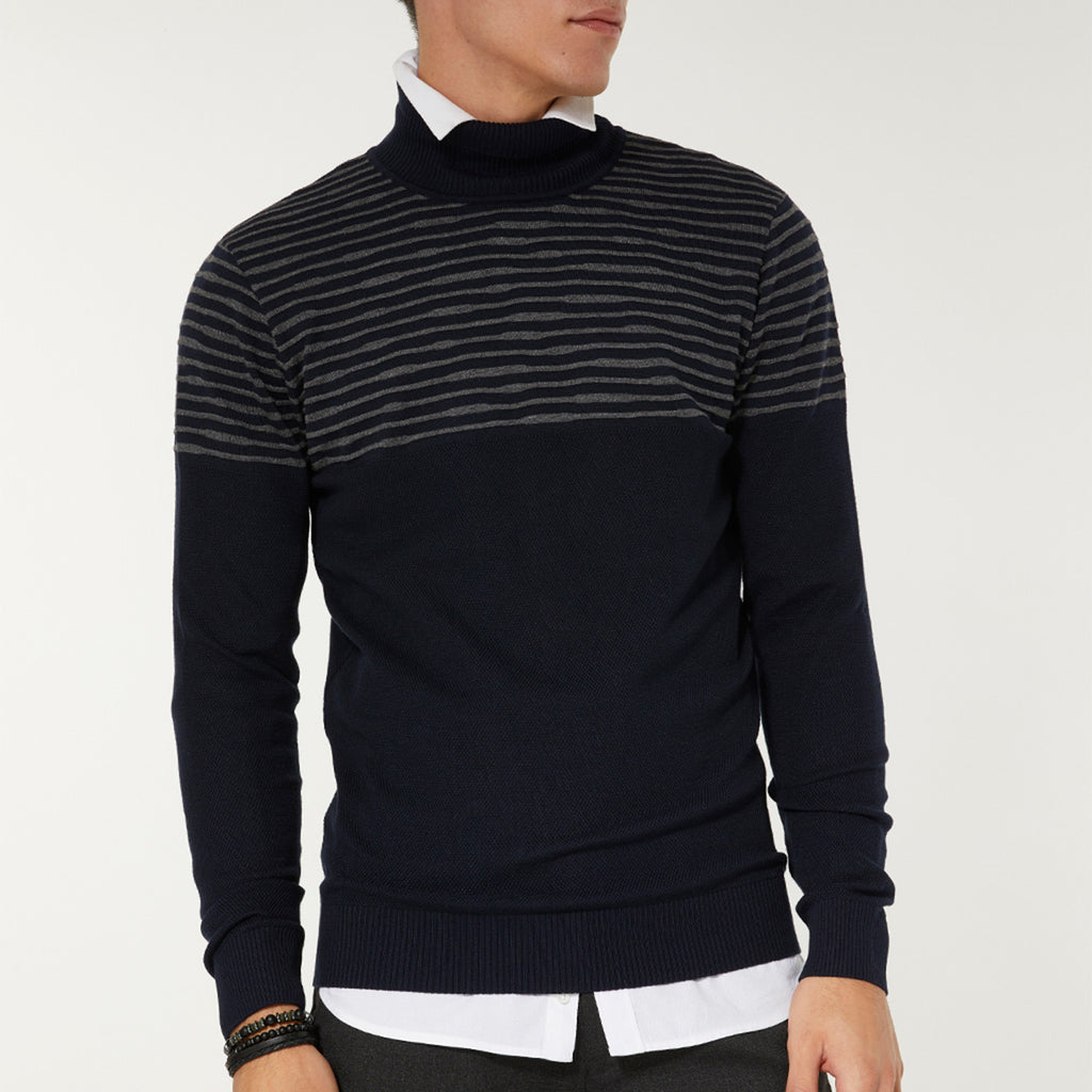 Moc Neck Sweater // Navy Blue
