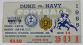 1955 Duke vs. Navy College Football Game Ticket Stub at Memorial Stadium