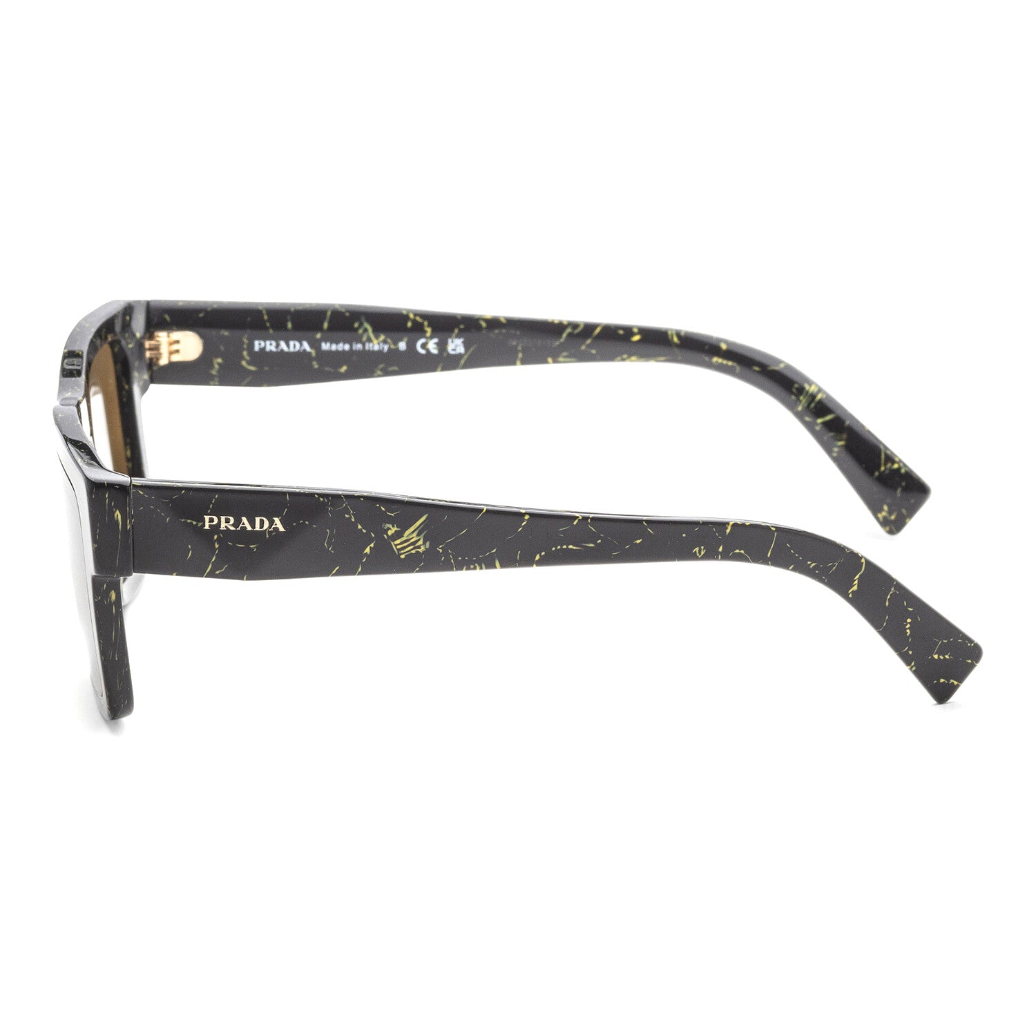 Men's Fashion PR-19WS-19D01T Sunglasses // Black-Yellow Marble + Dark Brown