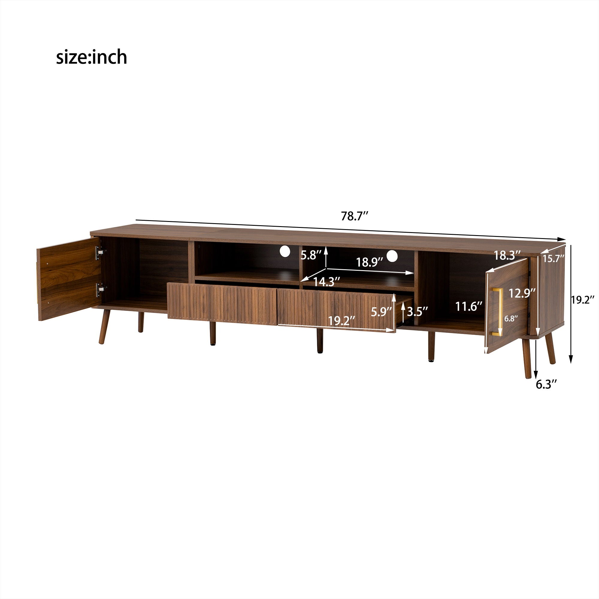 TV Stand For TVs Up To 85" With Soft-Close Doors - Walnut