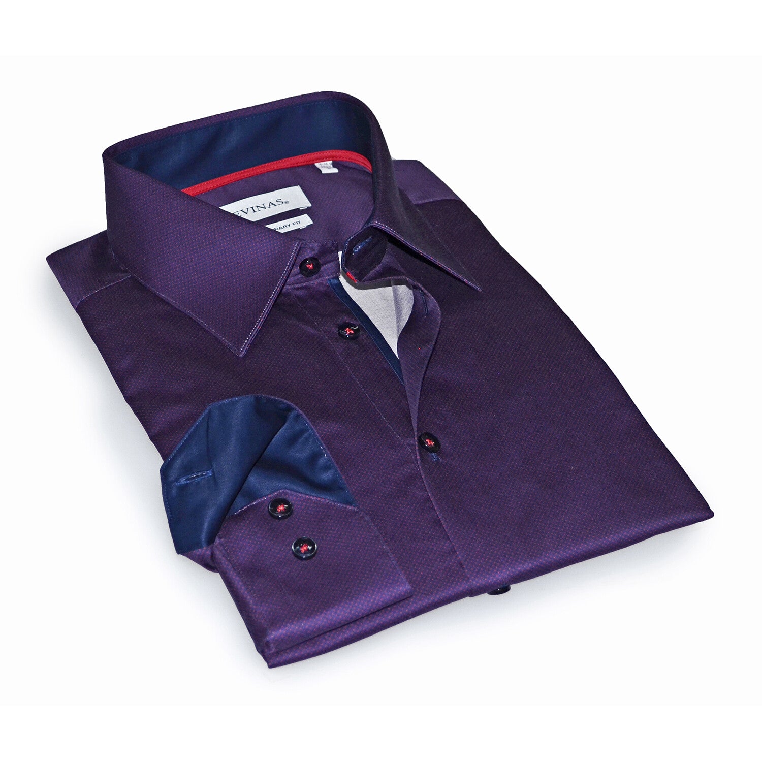 Contrast Collar & Cuff Button Up // Purple + Solid Navy Trim
