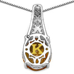 4.50 Carat Genuine Citrine, Champagne Diamond & White Diamond .925 Sterling Silver Pendant