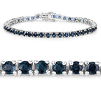 12.04 Carat Genuine Blue Sapphire .925 Sterling Silver Bracelet