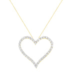 10k Yellow Gold Plated .925 Sterling Silver 3.0 cttw Round-Cut Diamond Open Heart Pendant Necklace (J-K Color, I1-I2 Clarity) - 18"