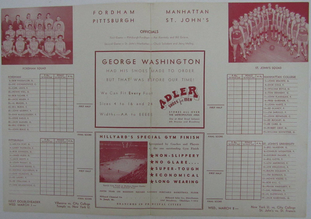1939 NCAA Basketball Doubleheader Games Program at Madison Square Garden  145172