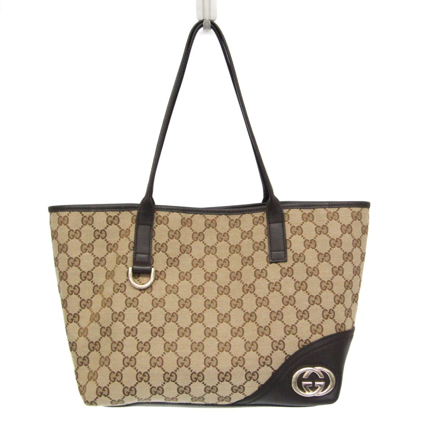 Gucci // GG Canvas + Leather Tote // Beige + Dark Brown // Pre-Owned