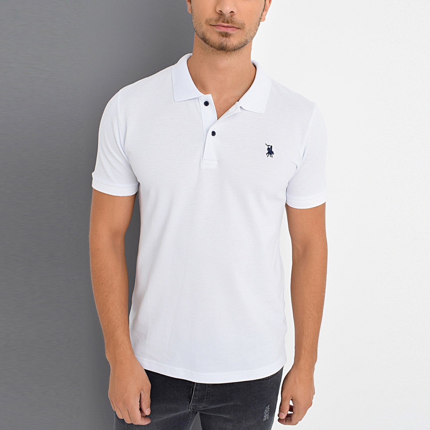 Short Sleeve Polo with Logo // White
