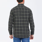 Jake Long Sleeve Checkered Pocket Collar Button-Up Shirt // Military Green