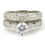.54ct Antique Style Engagement Ring Set 18KT White Gold