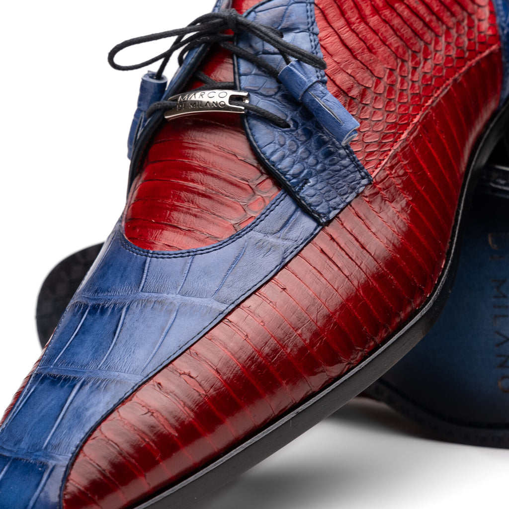 Moncalieri // Alligator + Cobra Skin Leather Oxfords // Navy + Red