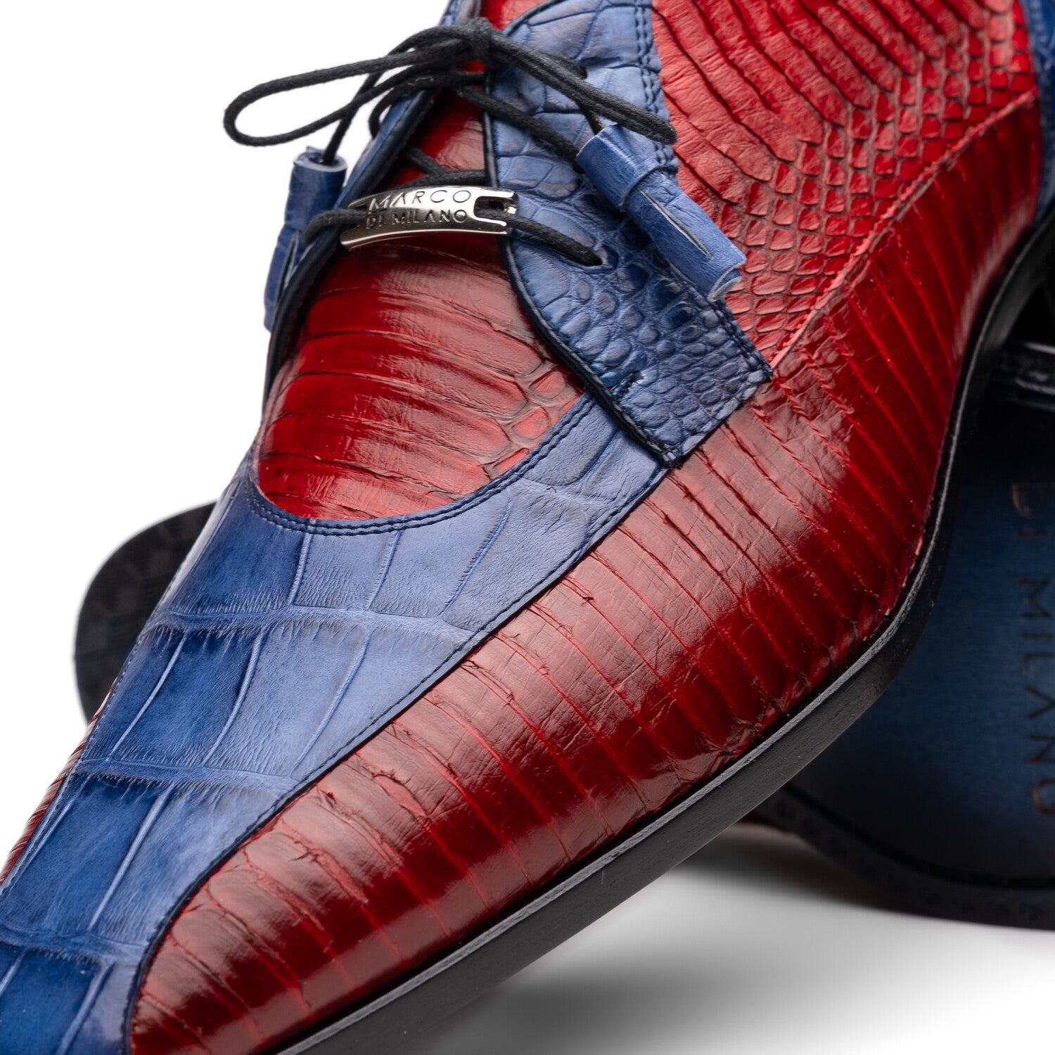 Moncalieri // Alligator + Cobra Skin Leather Oxfords // Navy + Red