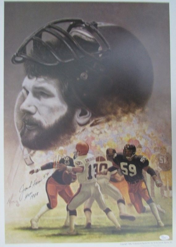 Jack Ham Signed Pittsburgh Steelers Sports Art Print  HOF 1988 JSA 129727