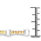 6.48 Carat Genuine Orange Sapphire and Yellow Sapphire .925 Sterling Silver Bracelet