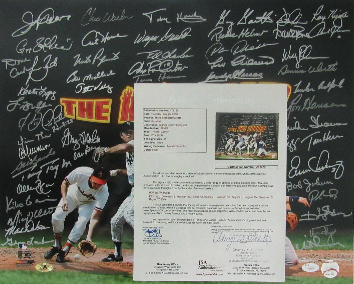 Third Base Greats "The Hot Corner" Multi-Signed 16x20 Color Print JSA 140527