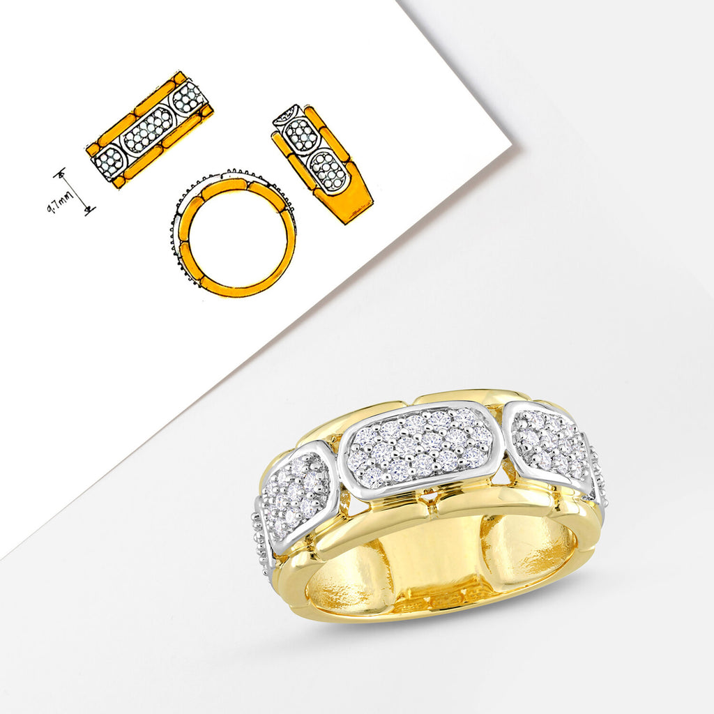 0.84 DEW Moissanite Station Eternity Ring // Sterling Silver