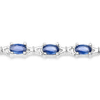 4.18 Carat Genuine Blue Sapphire .925 Sterling Silver Bracelet