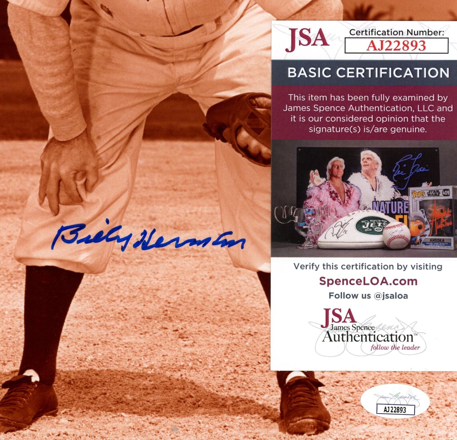 Billy Herman HOF Autographed 8x10 Photo Brooklyn Dodgers JSA 177854