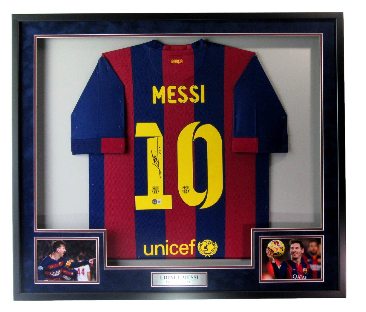 Lionel Messi Signed/Autographed FC Barcelona Soccer Jersey Framed Beckett 190099
