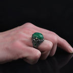 925 Sterling Silver Genuine Malachite Stone Ring