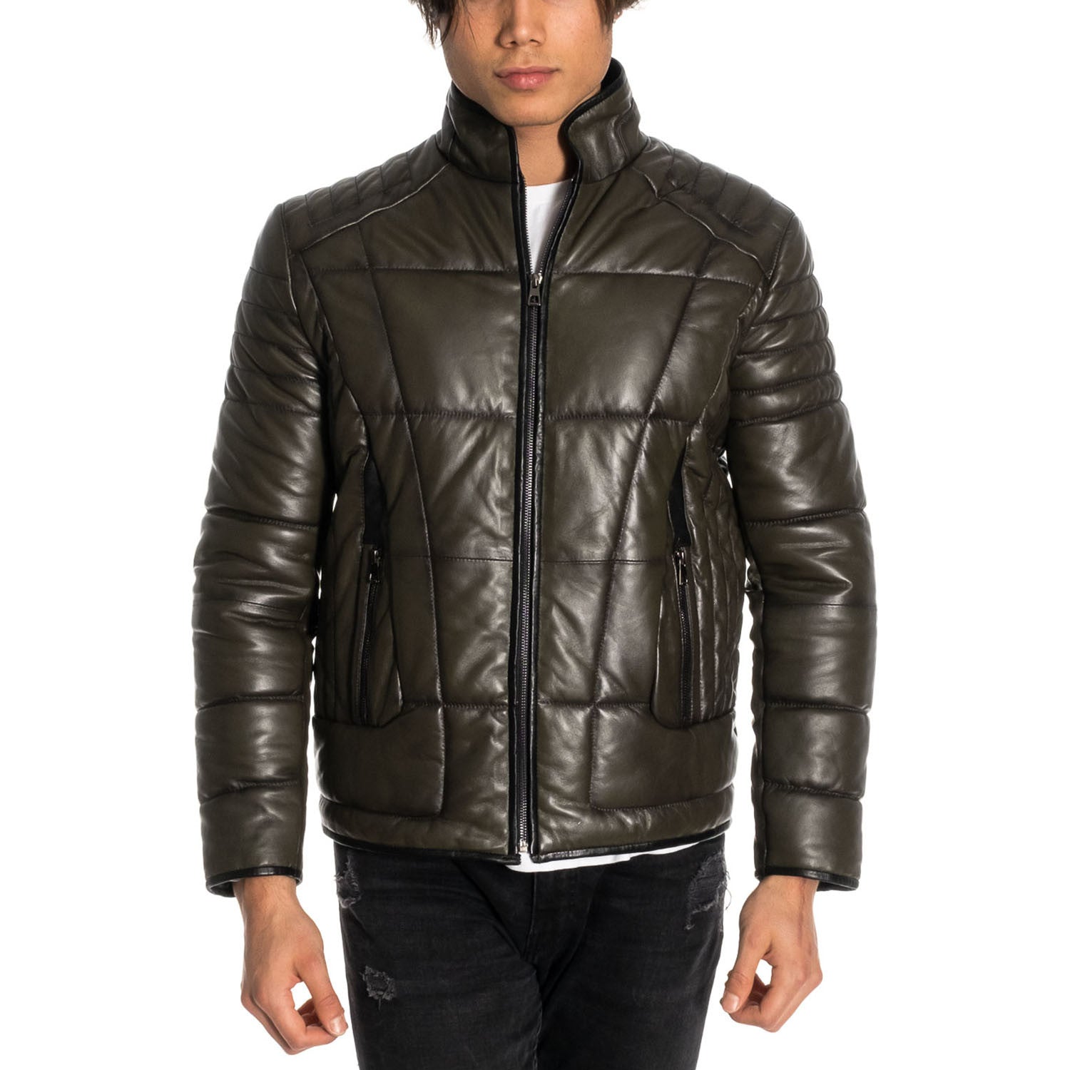 Travis Leather Jacket // Khaki