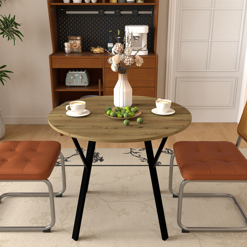Round Dining Table - Rustic Brown