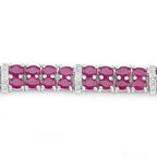 17.65 Carat Glass Filled Ruby and White Topaz .925 Sterling Silver Bracelet
