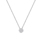 14K White Gold 1/4 Cttw Shared Prong Set Round-Ct Diamond 7 Stone Floral Cluster 18" Pendant Necklace (H-I Color, SI2-I1 Clarity)