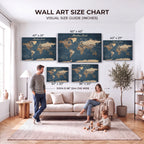 Custom Beige Push Pin World Map Canvas Print, Family Travel Tracker, Family Room and Home Office Decor