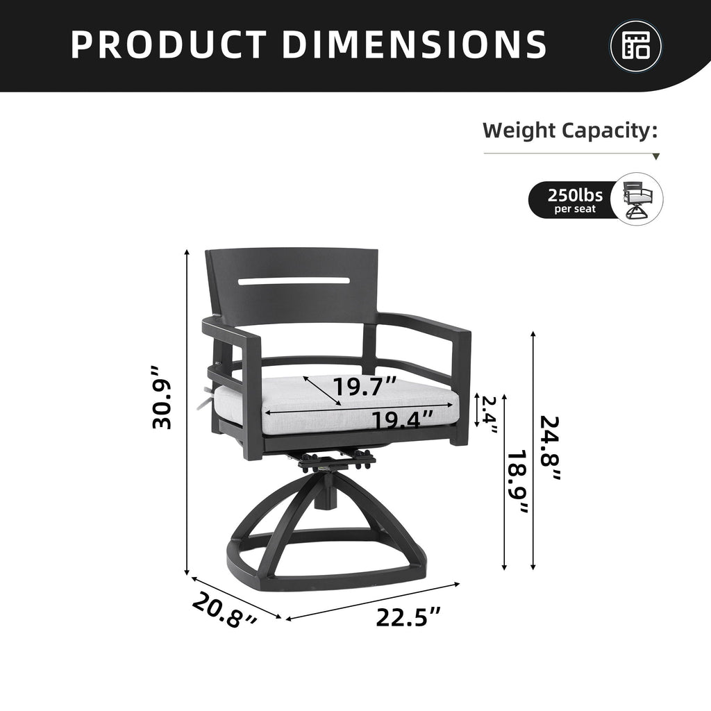 Outdoor Patio Swivel Rocker With (Set of 2) - Ember Black