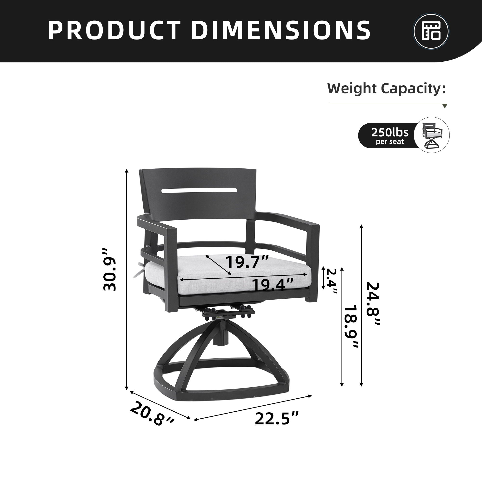 Outdoor Patio Swivel Rocker With (Set of 2) - Ember Black