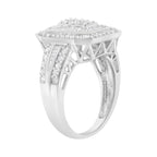 .925 Sterling Silver Round and Baguette Diamond Cathedral Ring (0.75 Cttw, H-I Color, I2-I3 Clarity) - Size 7