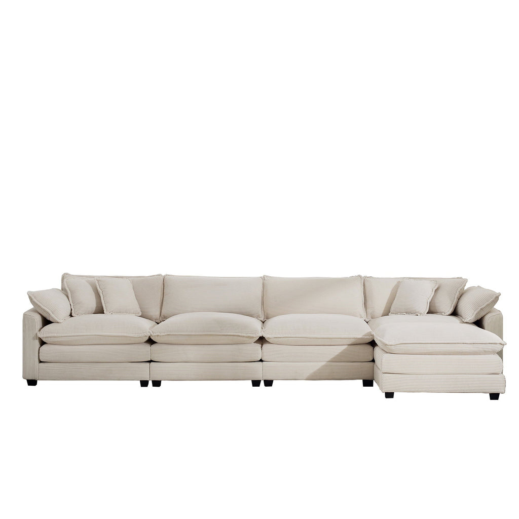 Modern Oversized Modular Cushion Sofa With Ottoman