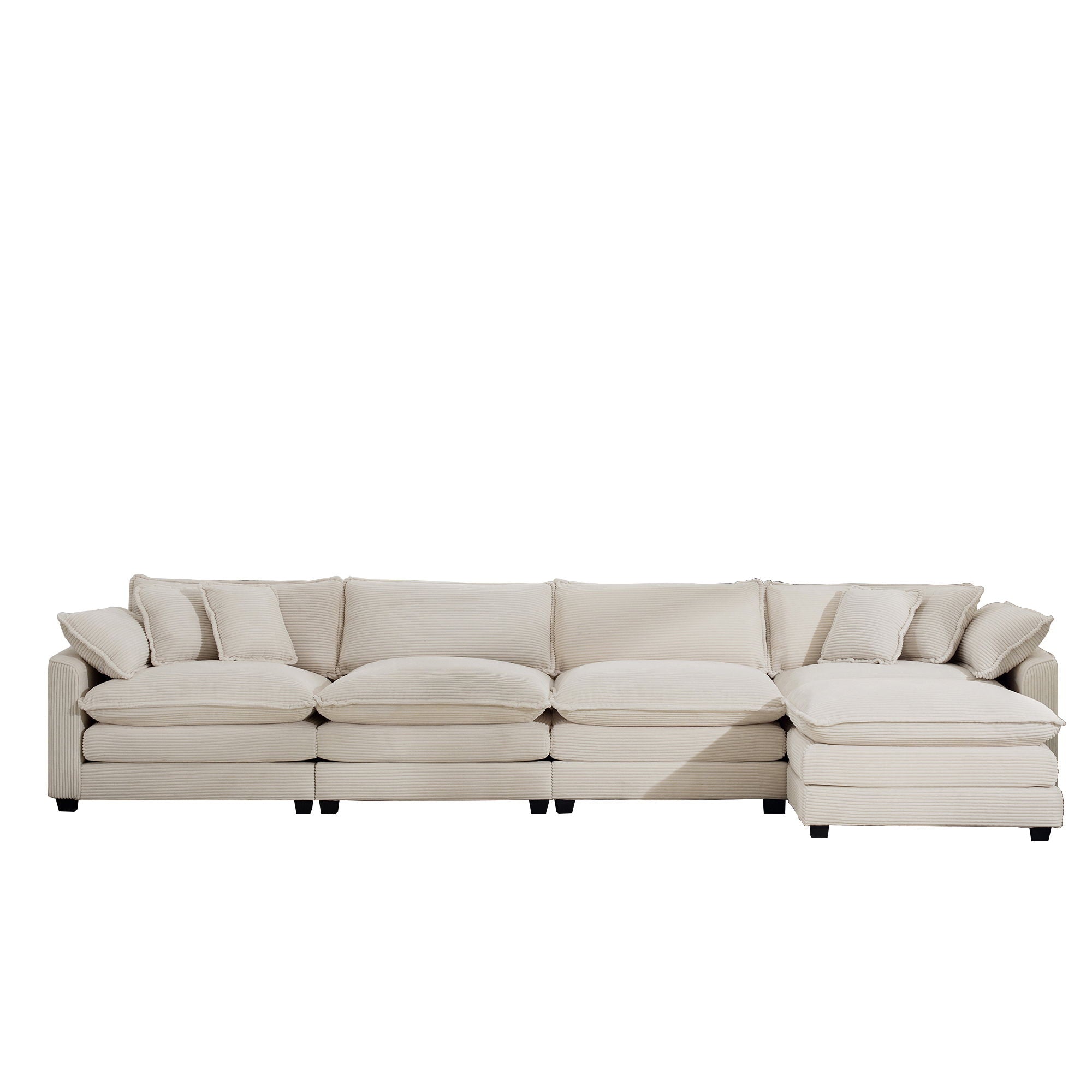 Modern Oversized Modular Cushion Sofa With Ottoman