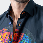 Fibonacci Skull Prizm Button-Up // Black