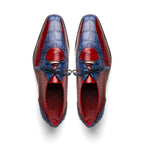 Moncalieri // Alligator + Cobra Skin Leather Oxfords // Navy + Red