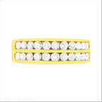10K Yellow Gold Two-Row Diamond Band Ring (1 Cttw, J-K Color, I1-I2 Clarity) - Size 6
