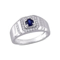 0.6 TGW BlueSapphire + White Sapphire Halo Ring // Sterling Silver