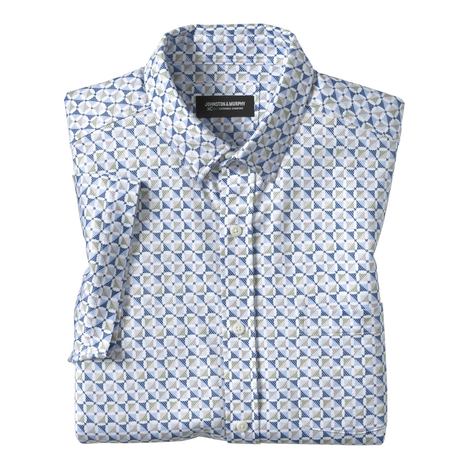 XC Flex Ascend Short-Sleeve Shirt // Blue Multi Square Grid