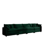 Modern Upholstered 4 Seater Fabric Sofa With Arm And Throw Pillows