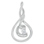 Espira 10K White Gold 1/8 cttw Round Cut Diamond Layered Spiral Pendant Necklace (I-J, I1-I2)