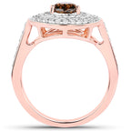 1.64 Carat Genuine Chocolate Brown Diamond and White Diamond 18K Rose Gold Ring