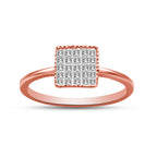 10K Rose Gold 1/3 Cttw Invisible Set Princess Cut Diamond Composite Square Shape Ring for Women (H-I color, I1-I2 clarity) - Size 7