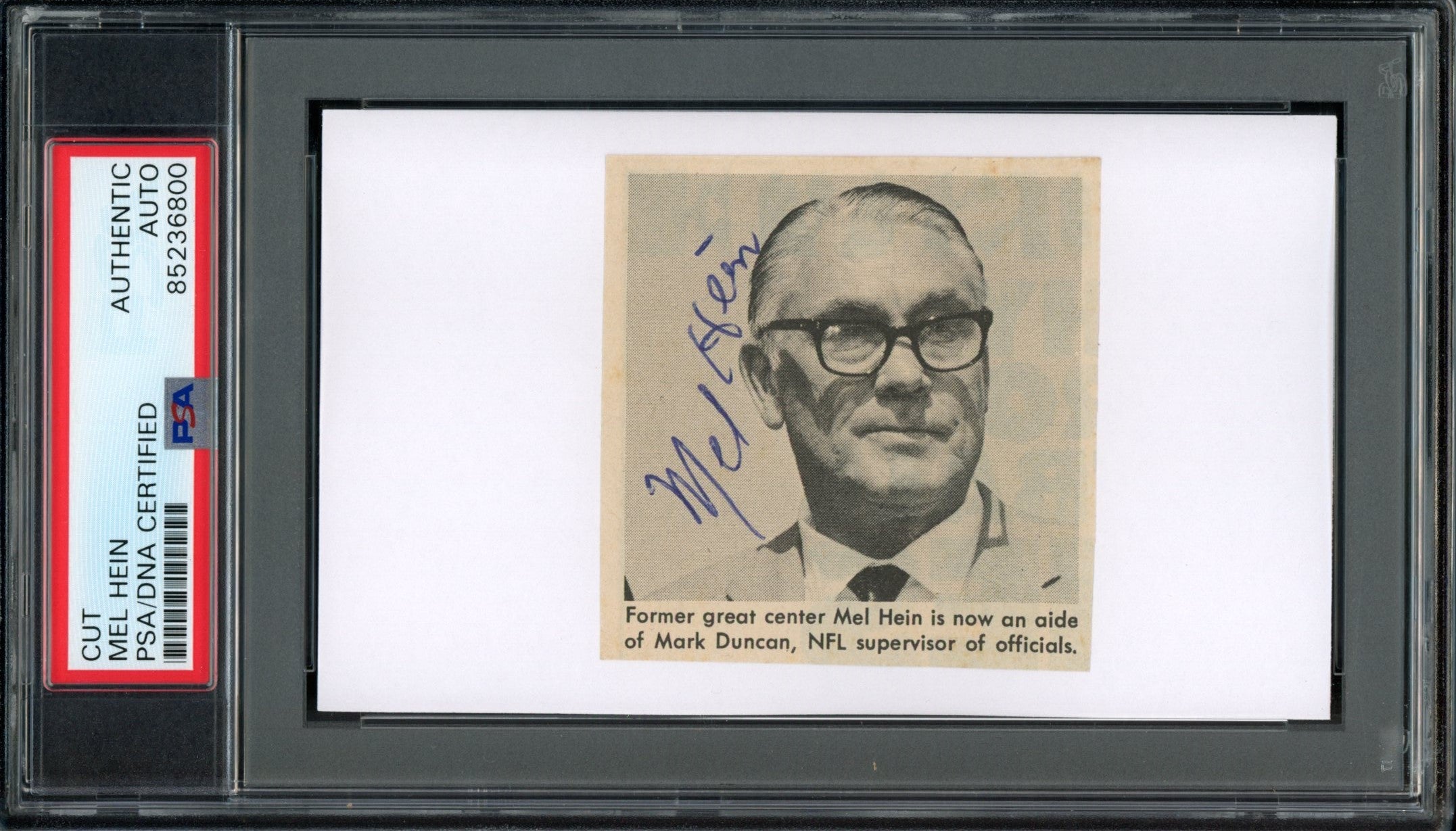 Mel Hein HOF Signed/Auto Cut Photo on 3x5 Card New York Giants PSA/DNA 188271