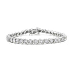 14K Rose Gold Plated .925 Sterling Silver 1/4 Cttw Diamond Round Miracle Plate and "S" Link Tennis Bracelet (I-J Color, I2- I3 Clarity) - 7"