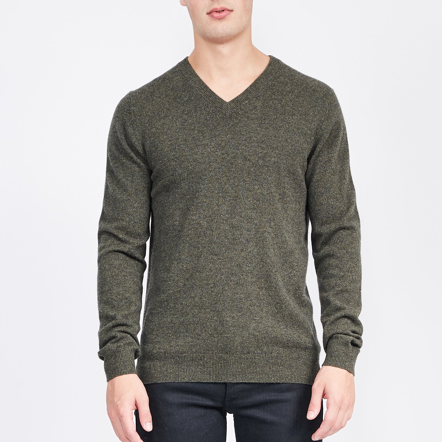 V-Neck Cashmere Sweater // Green