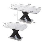 Rectangle Dining Table With Stretchable Top - White / Black